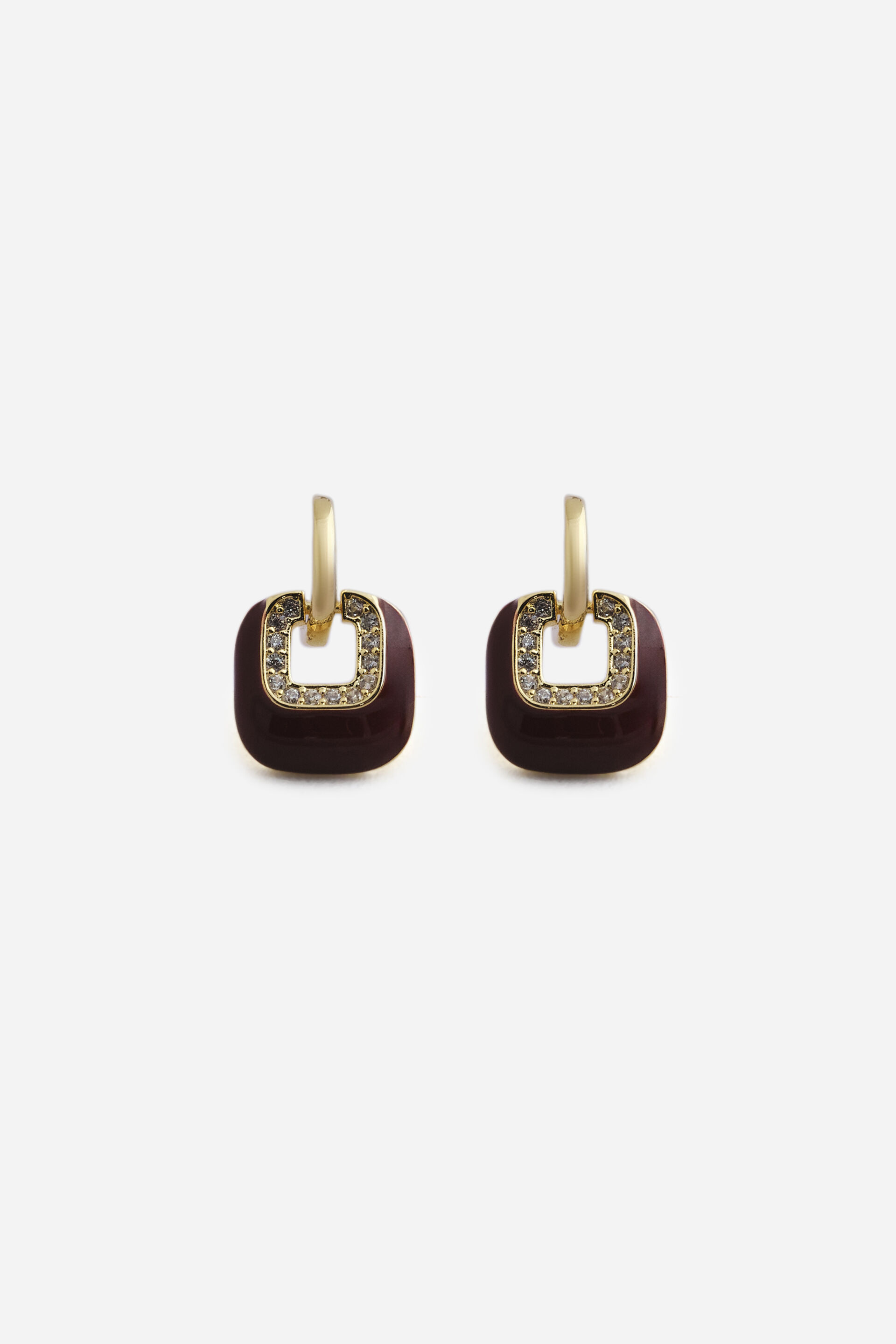 Embellished Square Earrings in Maroon, , image 2